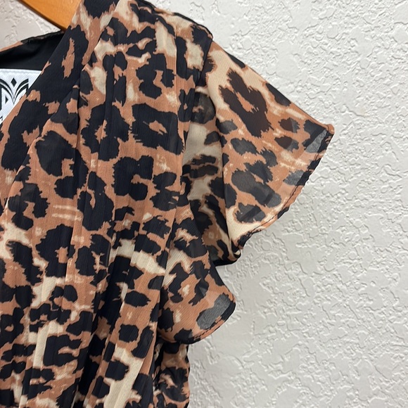 Milly Minis Short Flutter Sleeve Animal Print Leopard Dress 12 - Picture 4 of 9